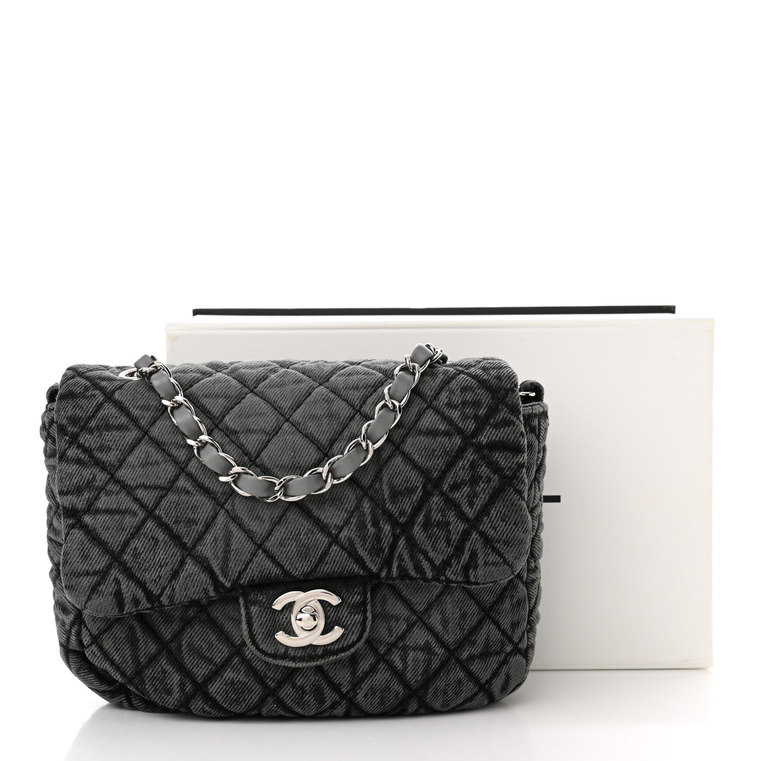 Chanel Washed Denim Quilted Small Denimpression Flap Grey Black 13 of 13