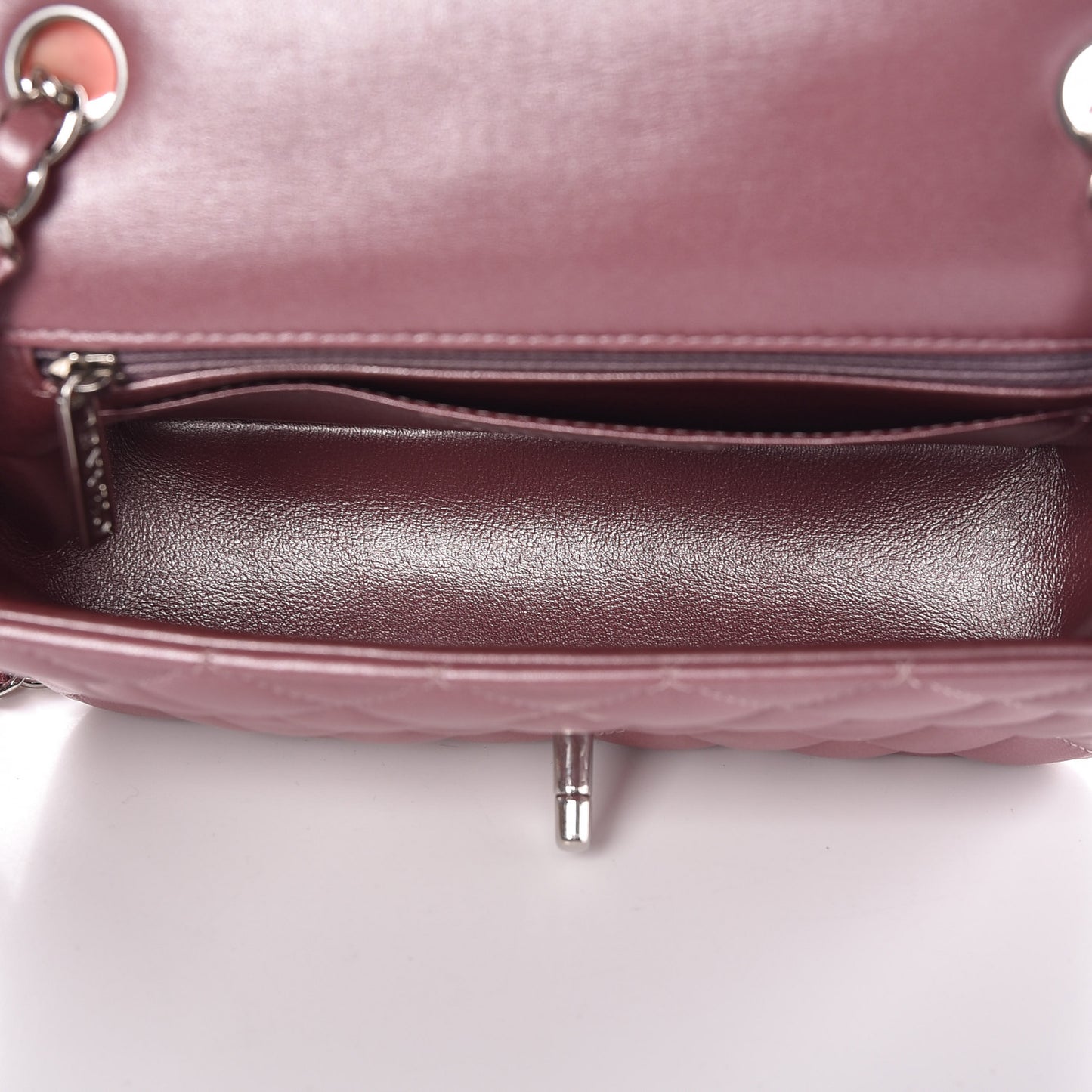 Metallic Lambskin Quilted Mini Rectangular Flap Pink