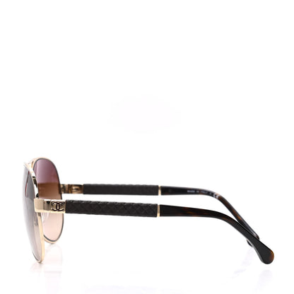 Chanel Lambskin Quilted CC Aviator Sunglasses 4195-Q Brown Gold 3 of 8