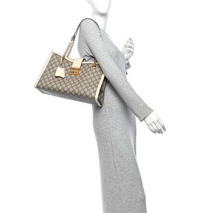 Gucci GG Supreme Monogram Medium Padlock Tote White 2 of 10