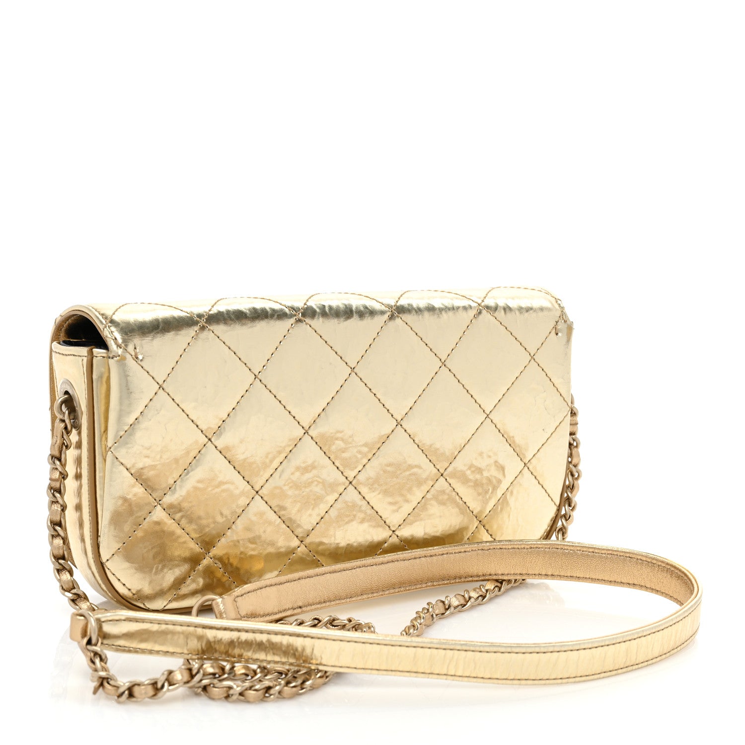 Chanel Hammered Metallic Calfskin Quilted Flap Gold 3 of 25