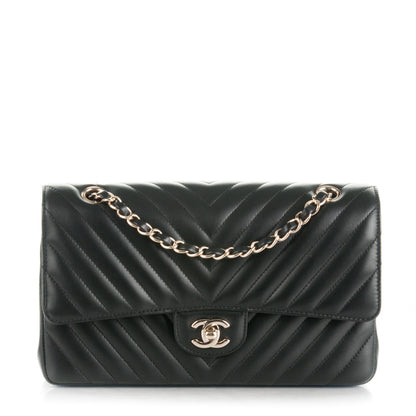 Chanel Lambskin Chevron Quilted Medium Double Flap Black 1 of 9
