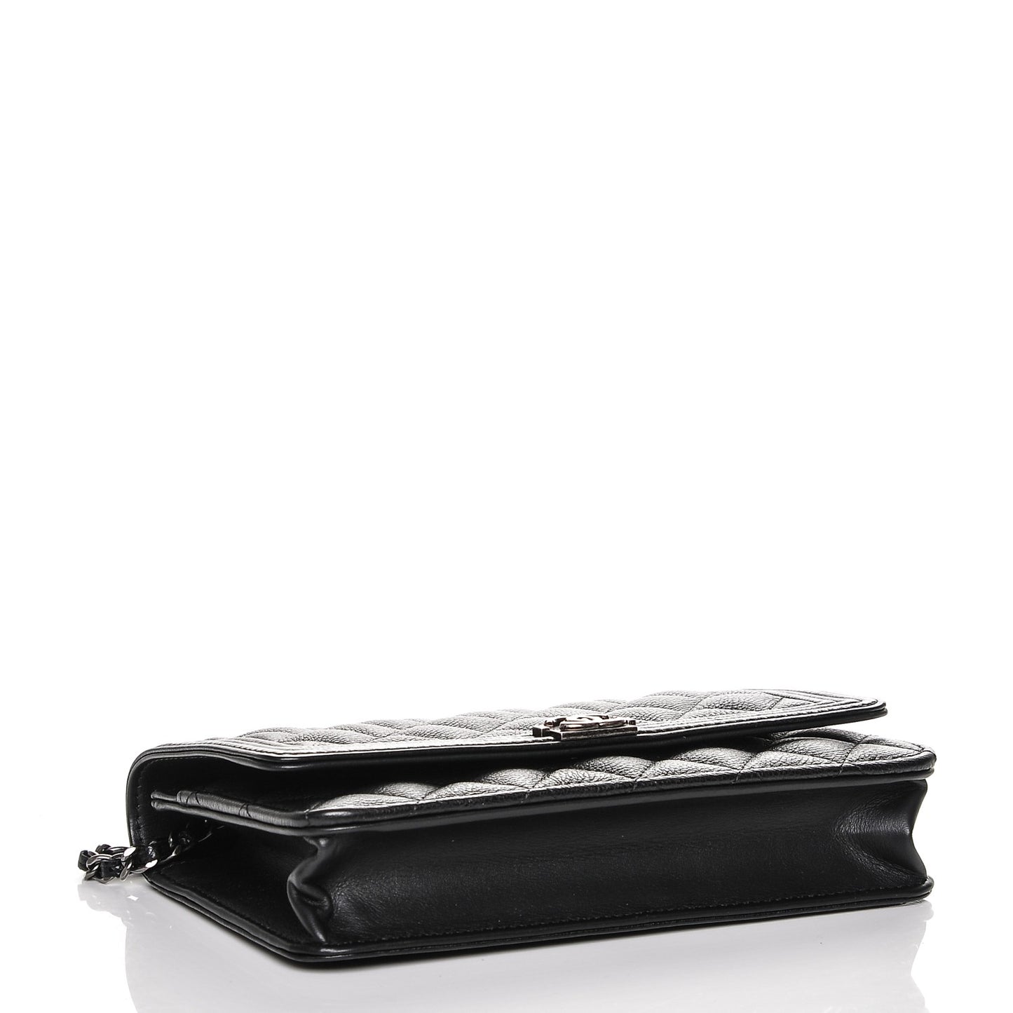 Calfskin Quilted Boy Wallet On Chain WOC Black