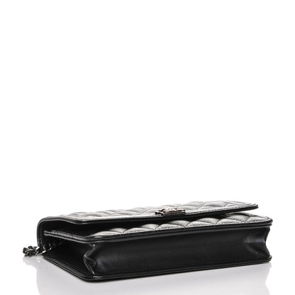 Chanel Calfskin Quilted Boy Wallet On Chain WOC Black 4 of 8