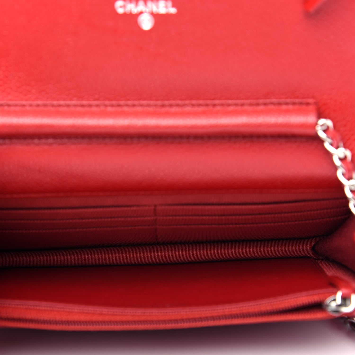 Chanel Caviar Quilted Wallet On Chain WOC Red 5 of 12