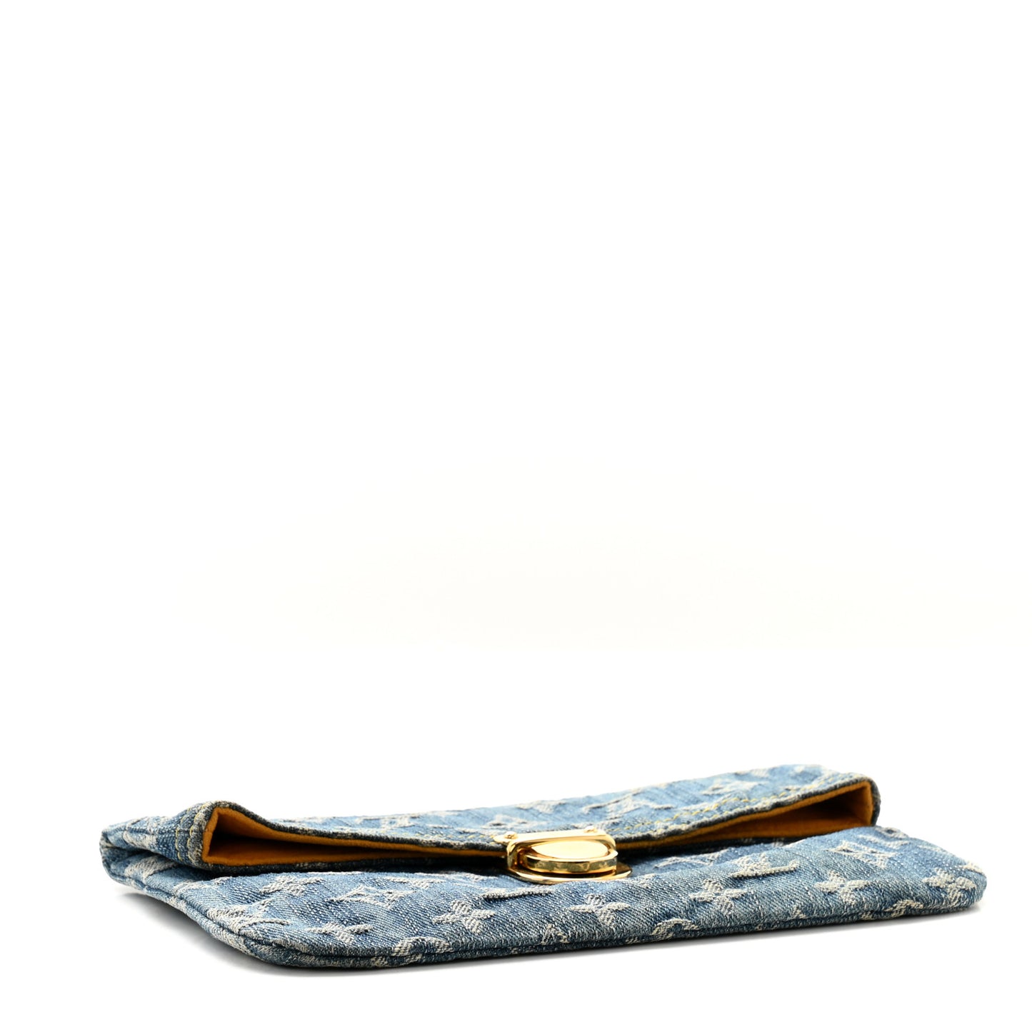 Monogram Denim Pochette Plat Clutch Blue