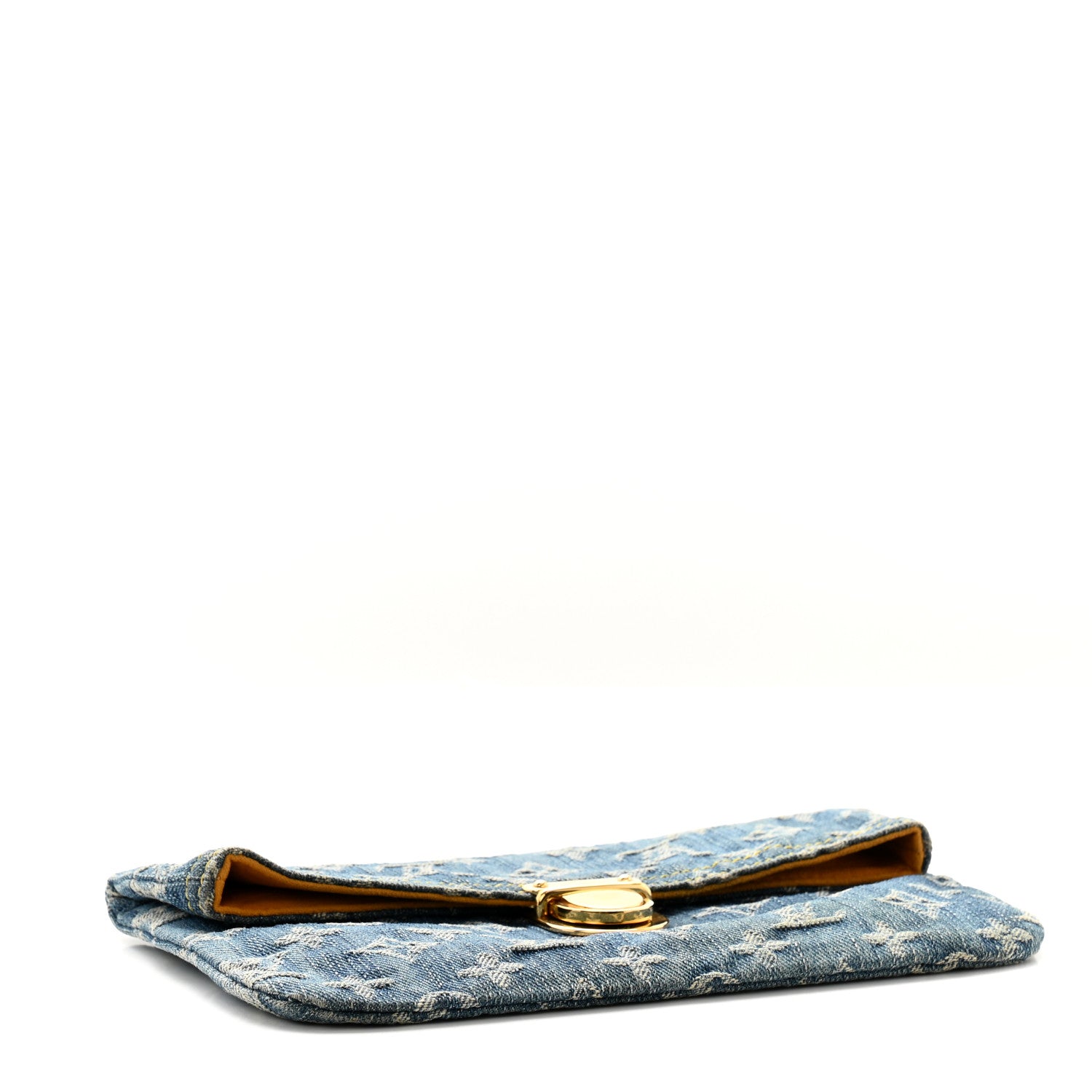 Louis Vuitton Monogram Denim Pochette Plat Clutch Blue 4 of 10