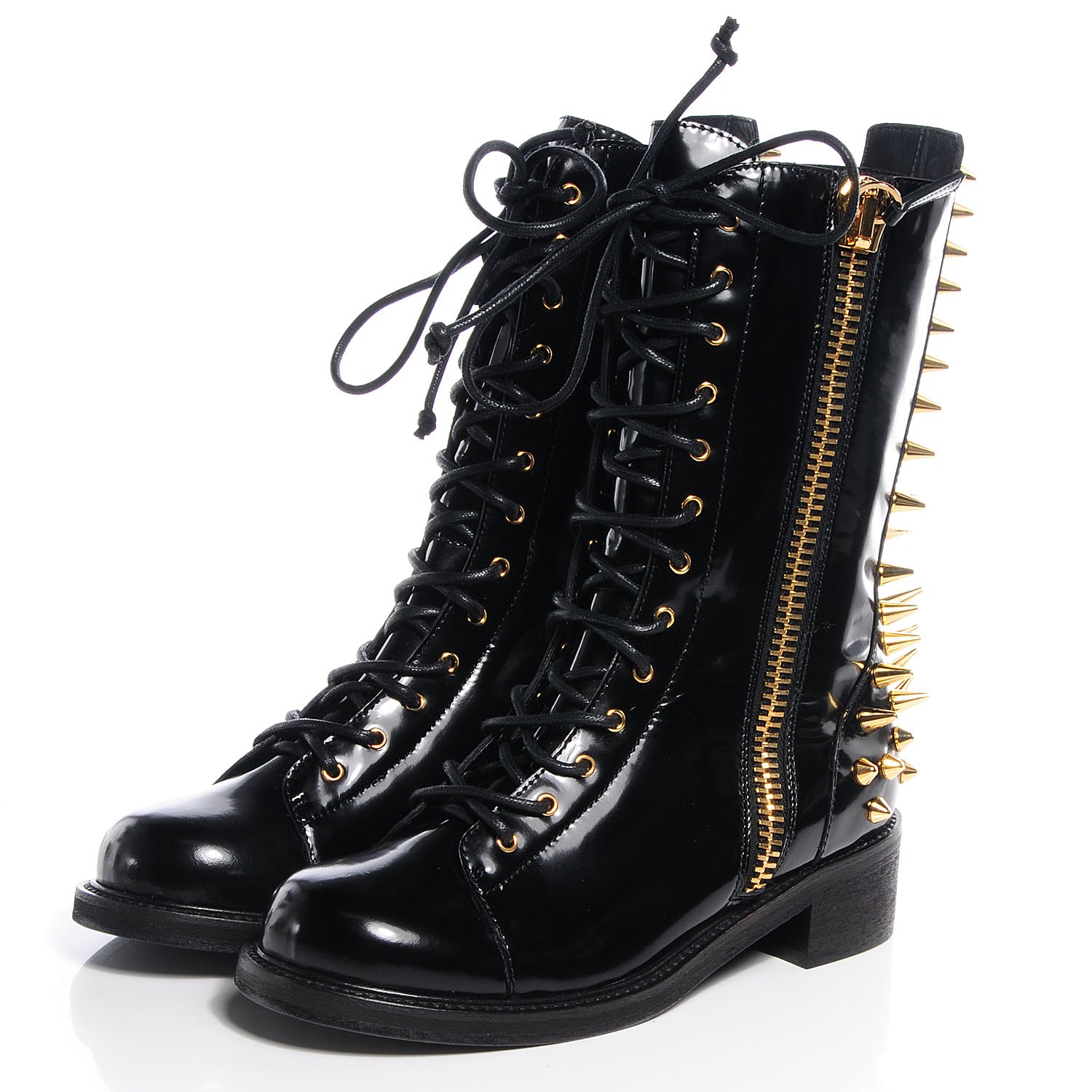 FASHIONPHILE GIUSEPPEZANOTTIPatentStuddedDaphneBikerBoots37.5NeroBlack 3 of 6