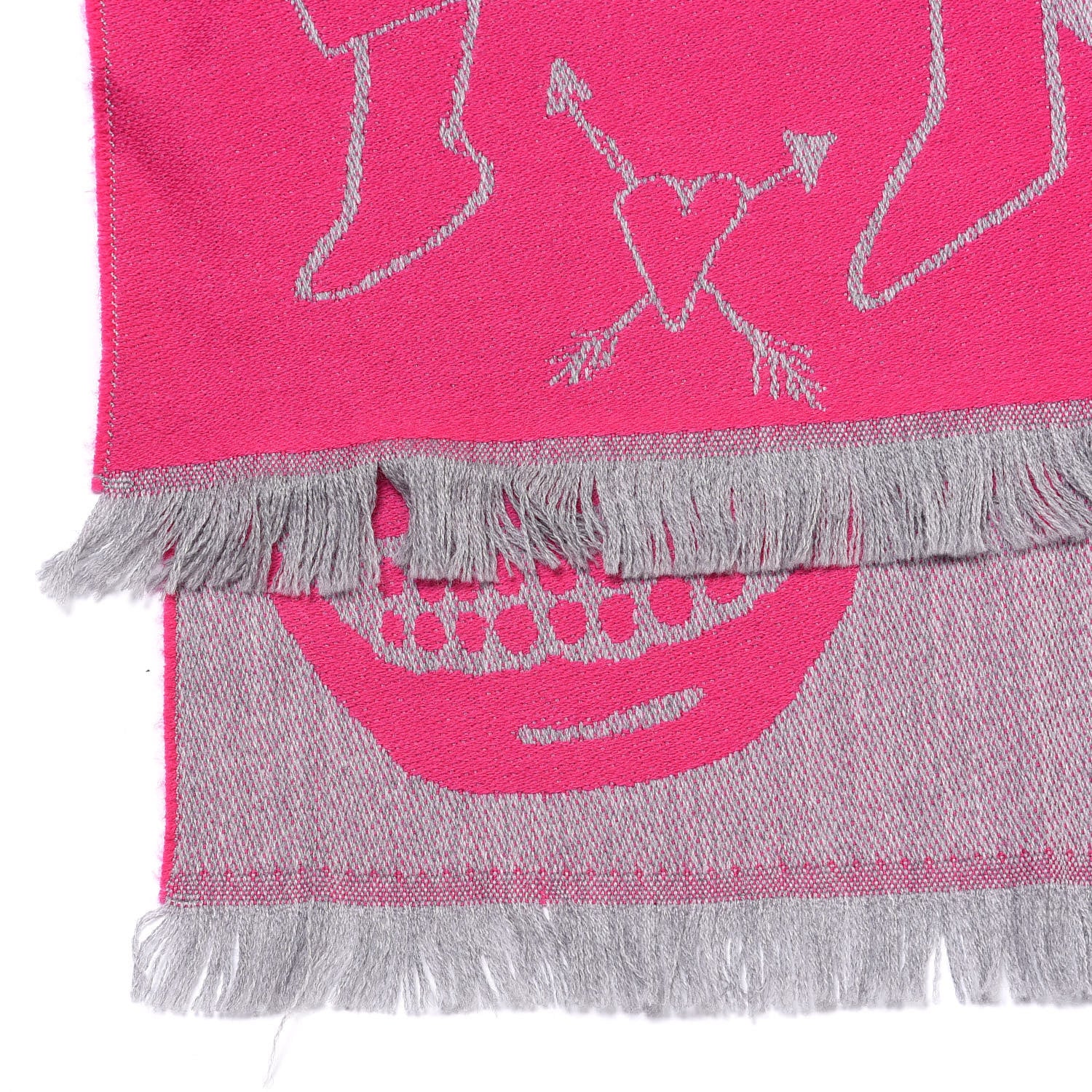 Alexander McQueen Wool Skull Scarf Pink Grey 3 of 4