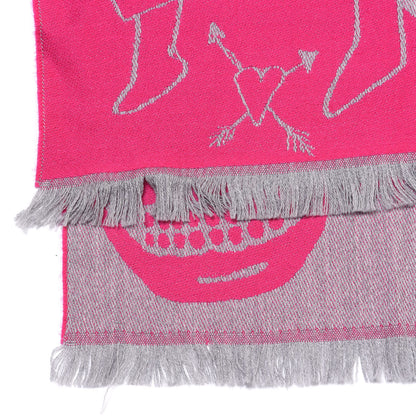 Alexander McQueen Wool Skull Scarf Pink Grey 3 of 4