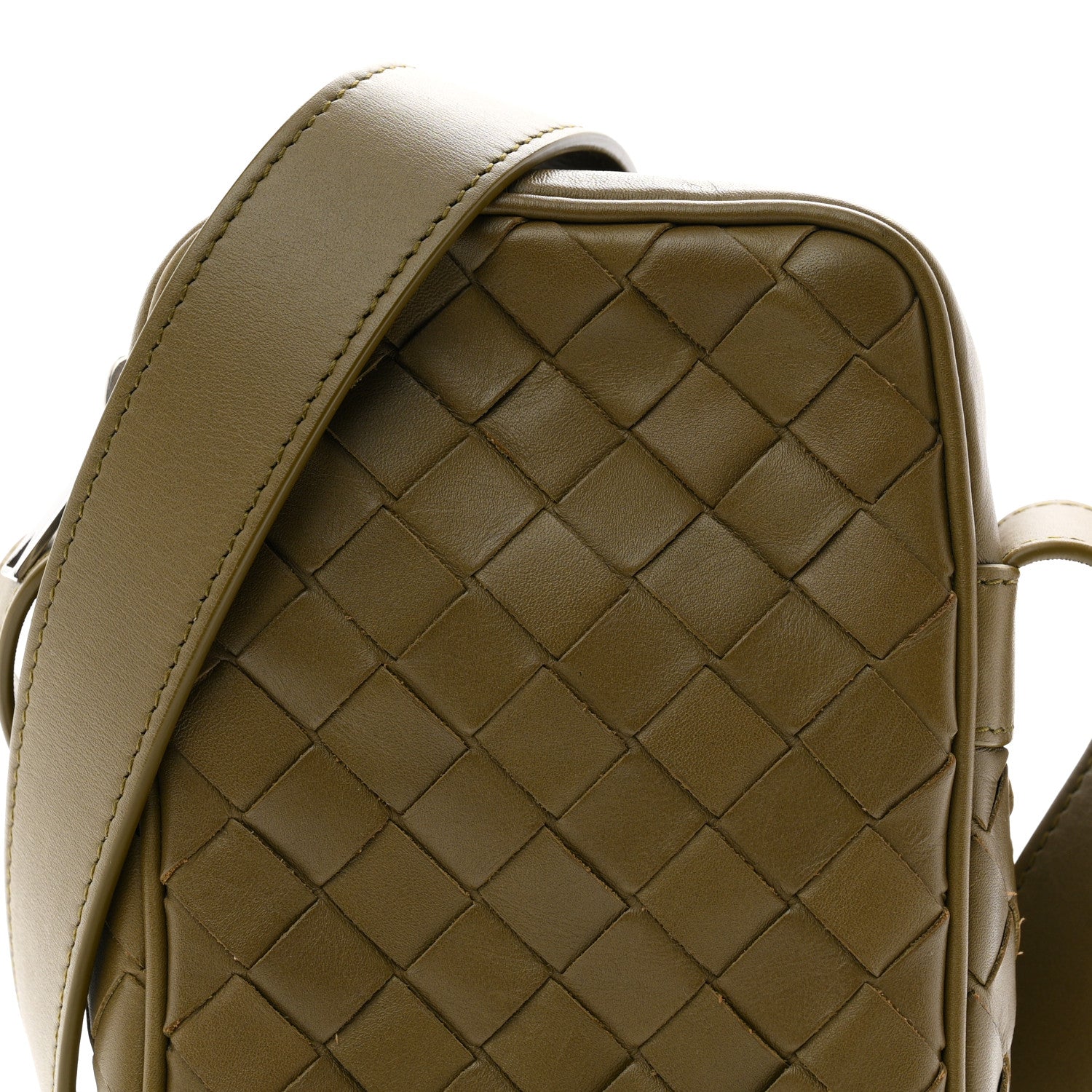 Bottega Veneta Calfskin Intrecciato Mini Cassette Phone Holder Crossbody Khaki 8 of 10