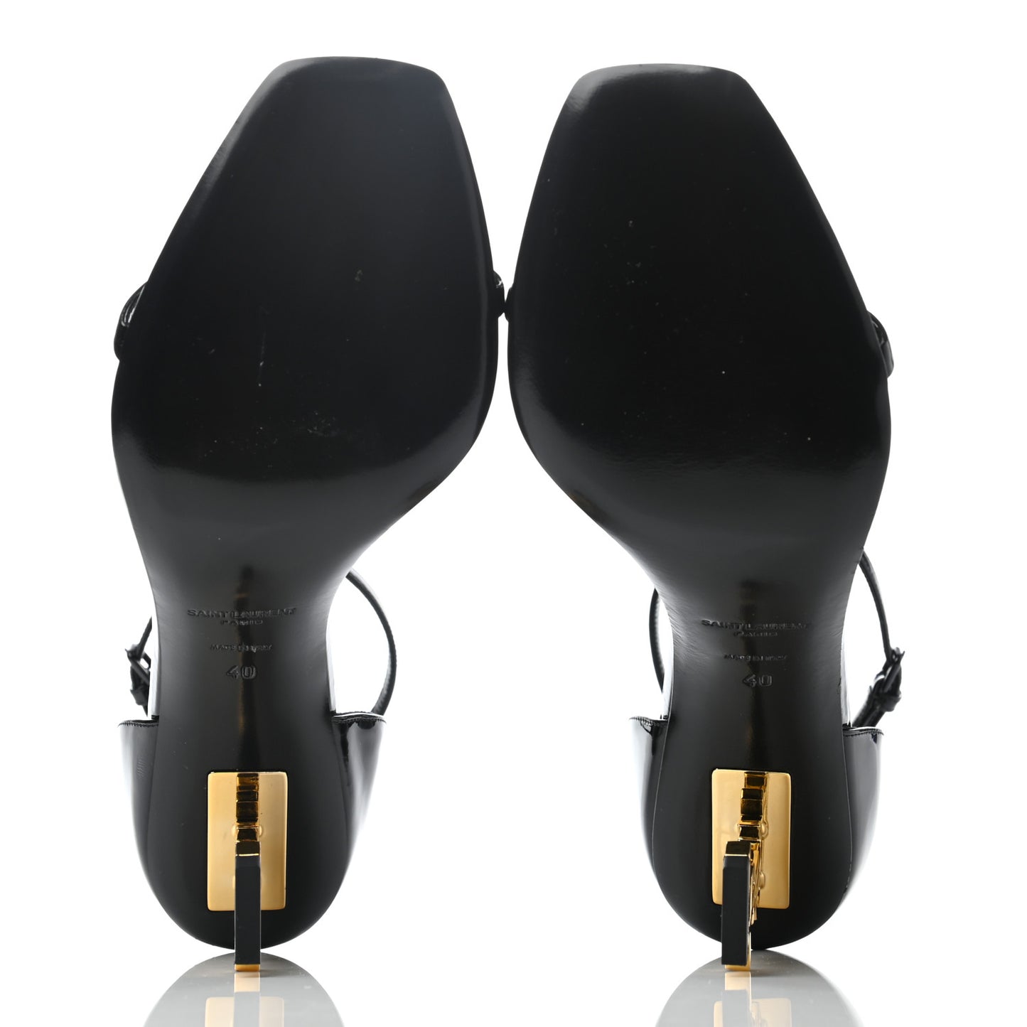 Patent Calfskin Opyum Sandals 40 Black Gold