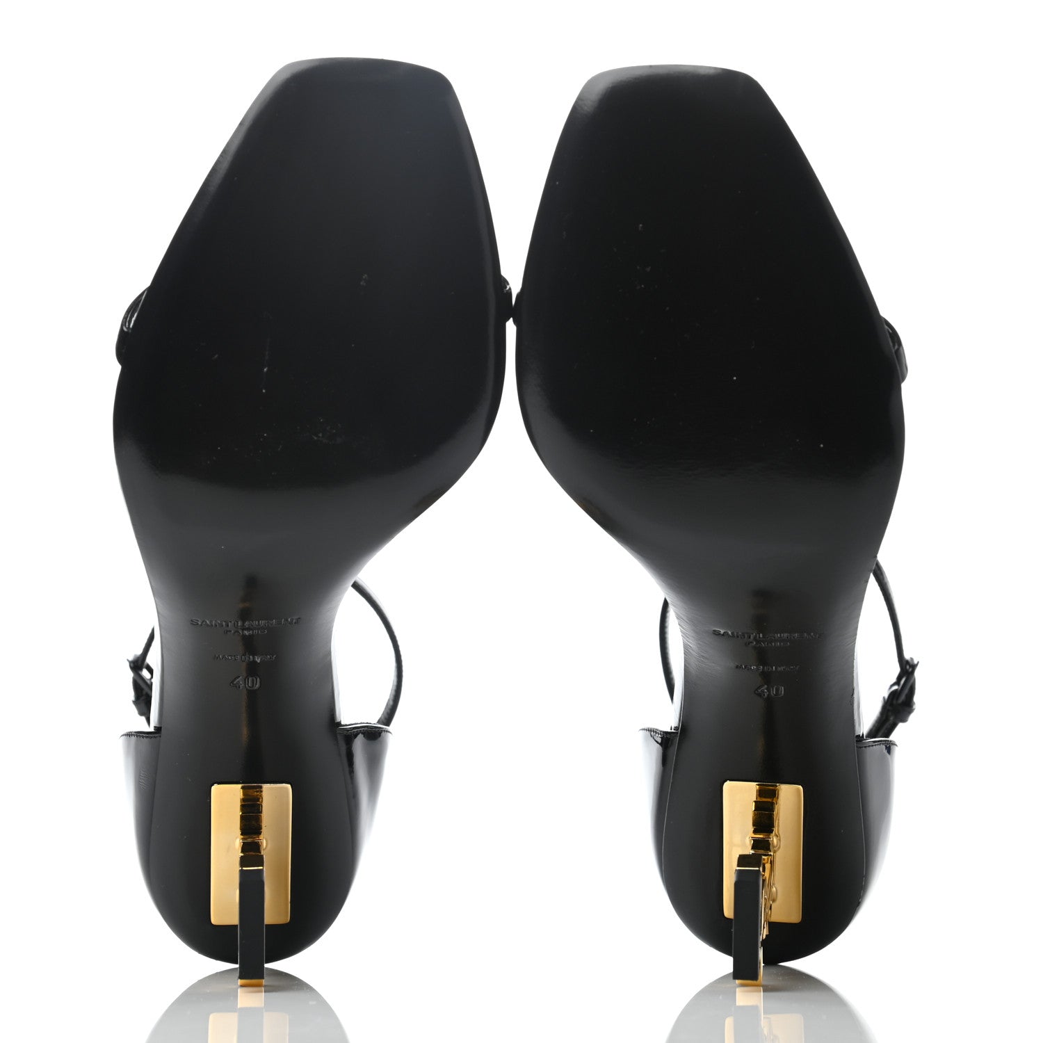 Saint Laurent Patent Calfskin Opyum Sandals 40 Black Gold 4 of 5