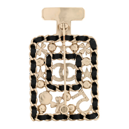 Chanel Lambskin Pearl Quilted Chain CC Perfume Bottle Brooch Gold 3 of 5