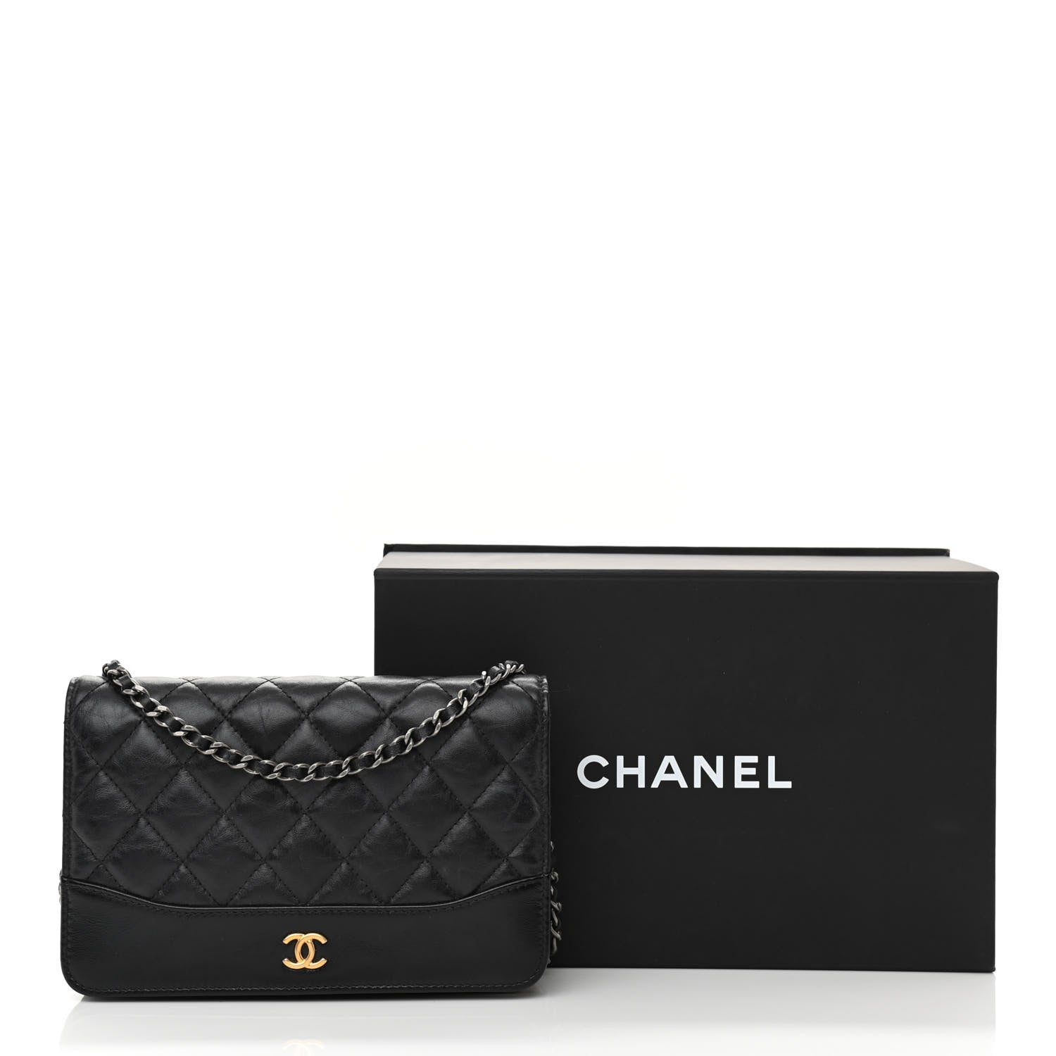 Chanel Aged Calfskin Quilted Gabrielle Wallet On Chain WOC Black 13 of 13