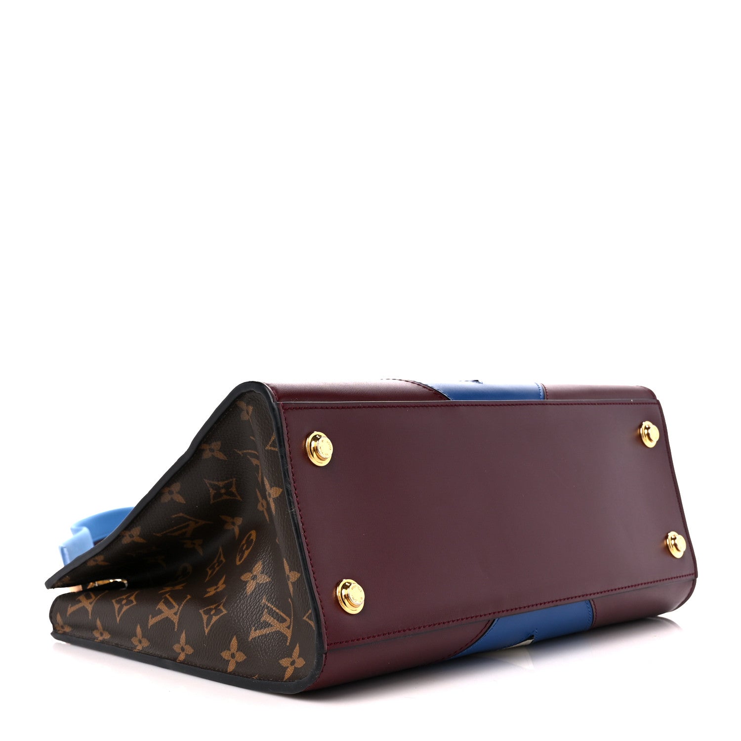 Louis Vuitton Calfskin Monogram City Steamer MM Blue Burgundy White 4 of 16