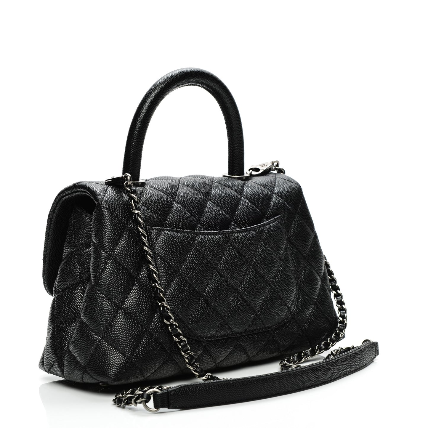 Caviar Quilted Mini Coco Handle Flap Black