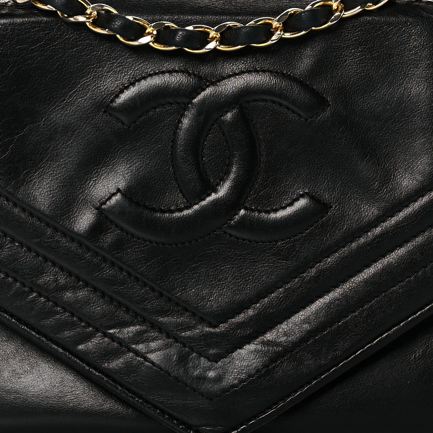 Lambskin CC Envelope Single Flap Black