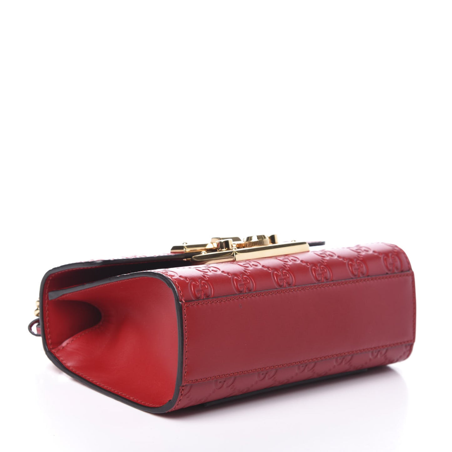 Guccissima Small Padlock Shoulder Bag Hibiscus Red