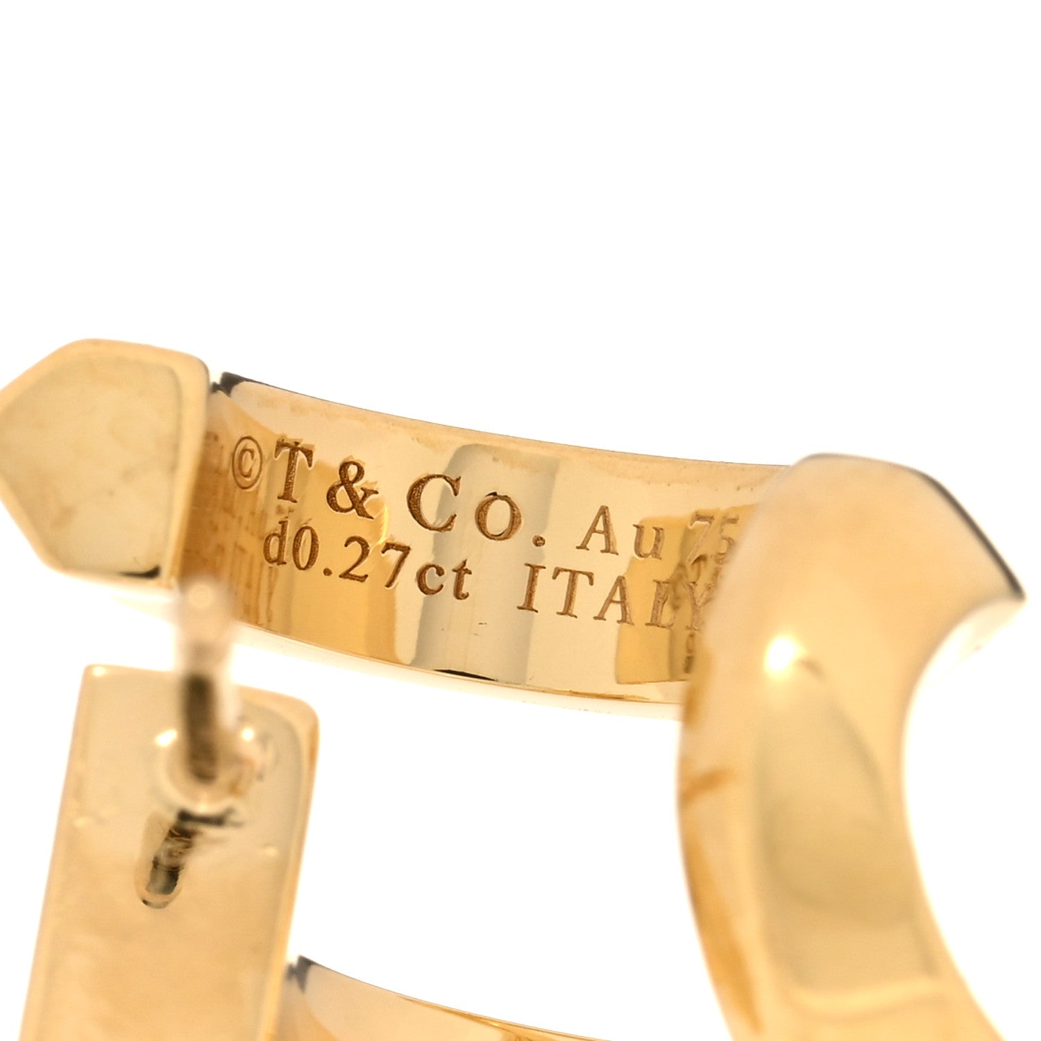 Tiffany 18K Yellow Gold Diamond T1 Double Hoop Earrings 4 of 4