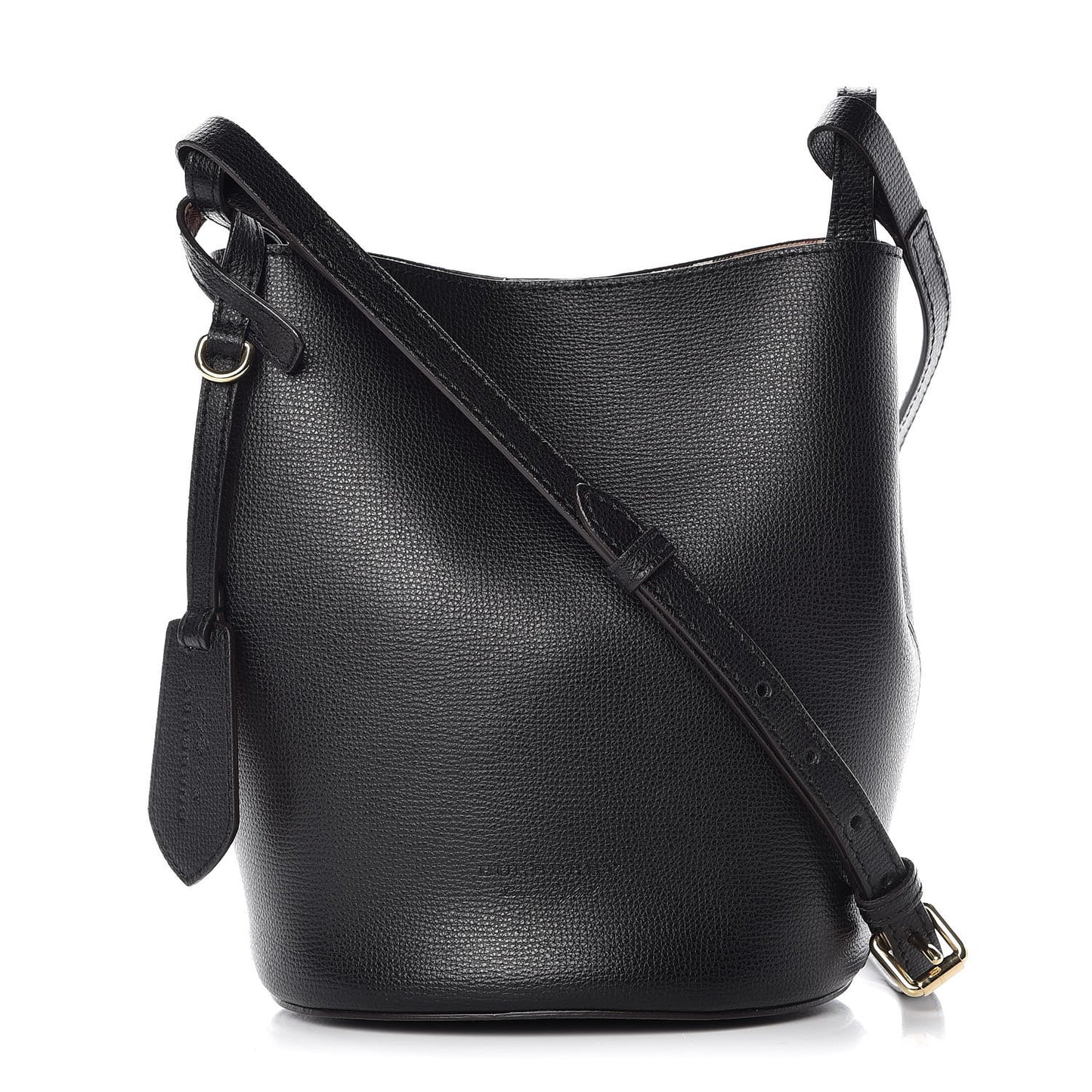 London Grainy Calfskin Small Lorne Bucket Crossbody Black