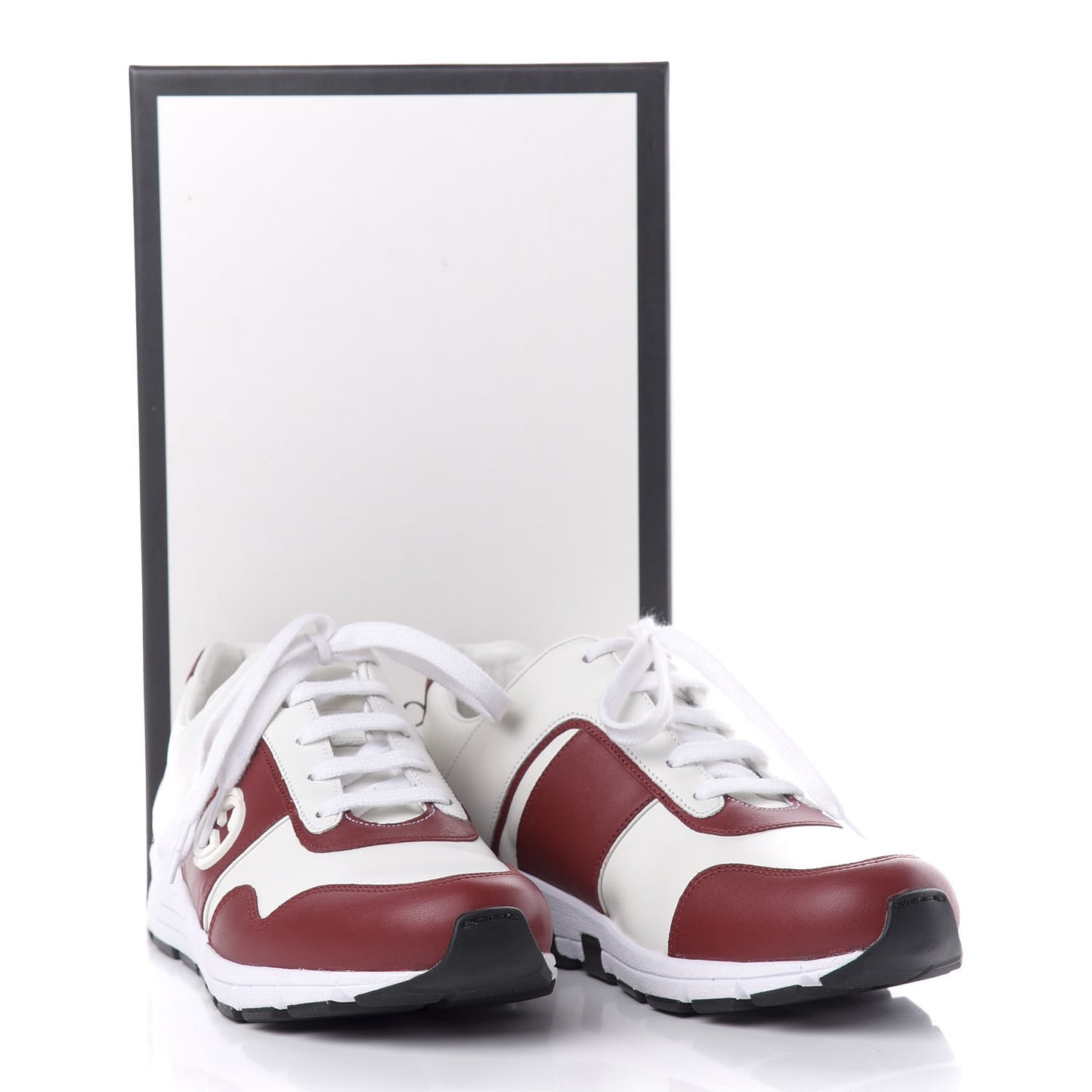 Calfskin Womens Interlocking G Sneakers 39 Rosso White