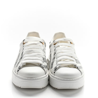 Louis Vuitton Calfskin Printed Time Out Trainer Sneakers 37 White Black 3 of 10