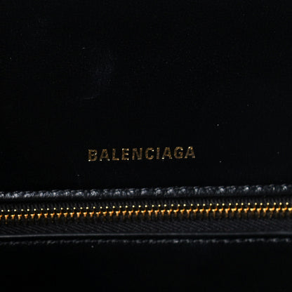 Balenciaga Shiny Box Calfskin Medium Hourglass Top Handle Bag Black 6 of 12