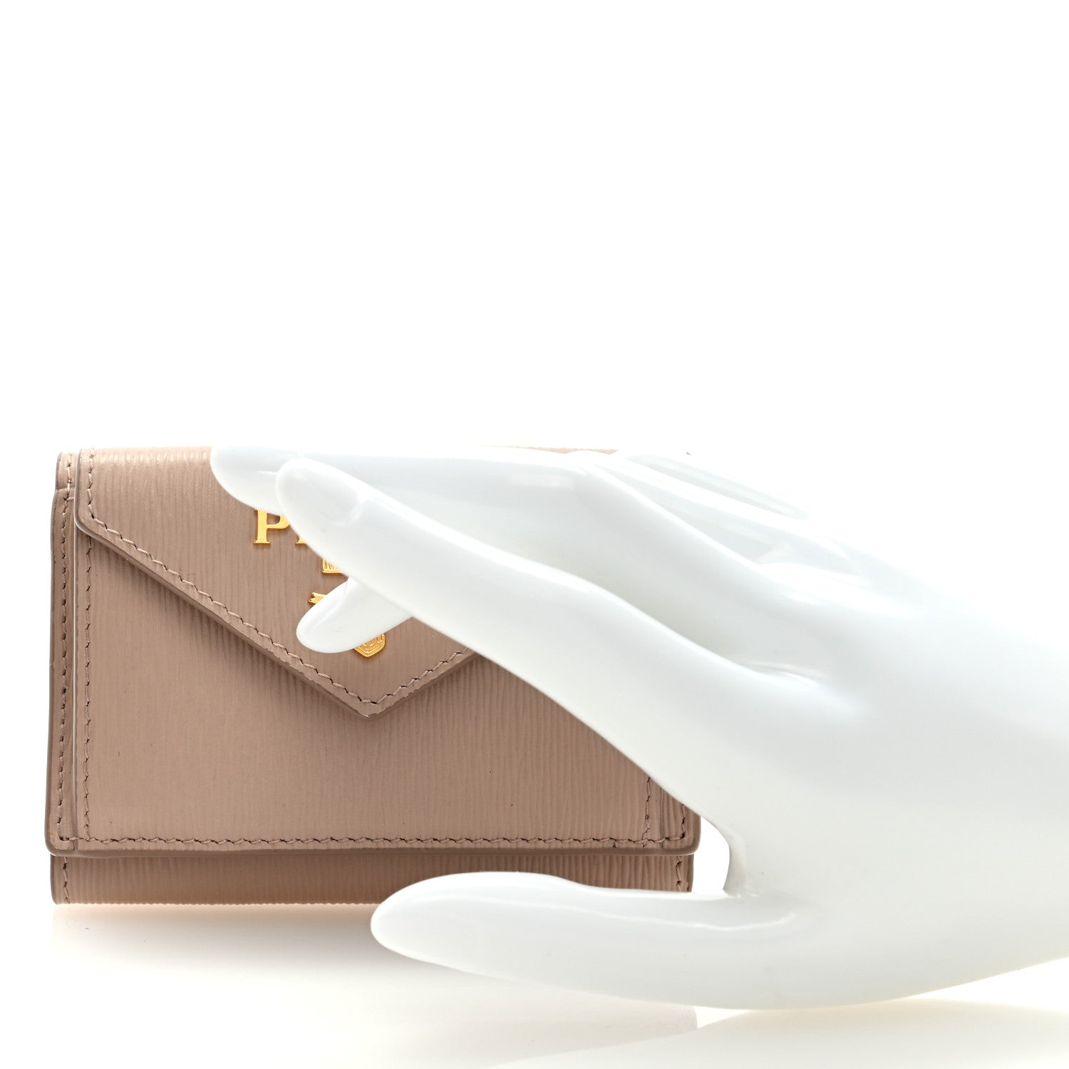 Prada Vitello Move Metal Small Tri-Fold Wallet Cipria 2 of 7