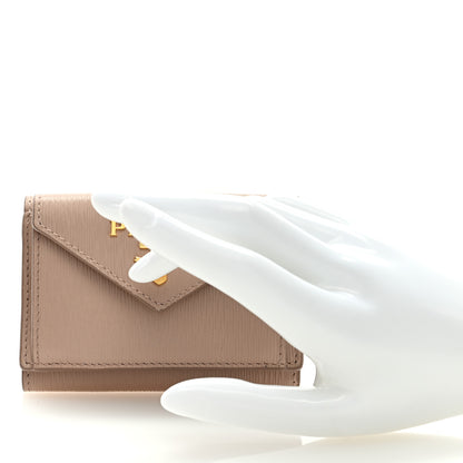 Prada Vitello Move Metal Small Tri-Fold Wallet Cipria 2 of 7