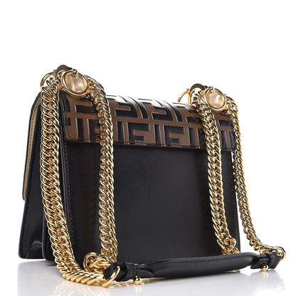 Fendi Vitello Liberty Bi-Color FF 1974 Embossed Small Kan I Shoulder Bag Black Maya 3 of 7