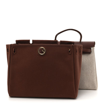 Hermes Toile Vache Calfskin Herbag 30 PM Havane 3 of 15