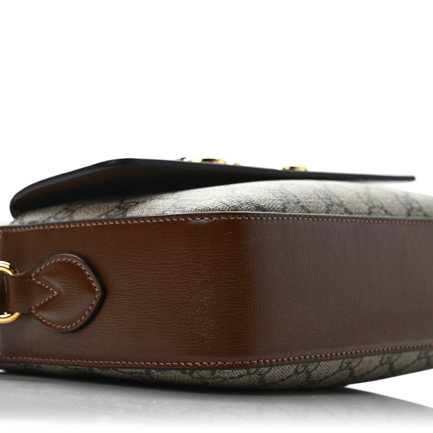 Gucci GG Supreme Monogram Small Horsebit 1955 Shoulder Bag Beige Brown Sugar 8 of 9