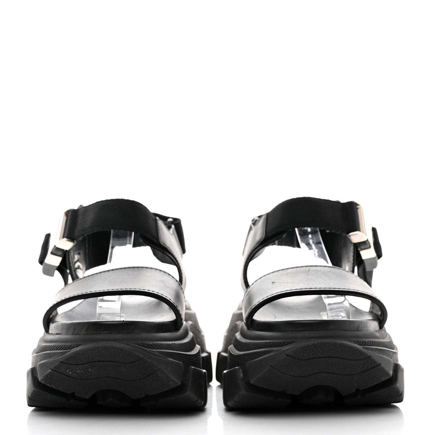 Brushed Calfskin Monolith Pegasus Thunder Sandals 39 Black