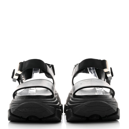 Prada Brushed Calfskin Monolith Pegasus Thunder Sandals 39 Black 2 of 8