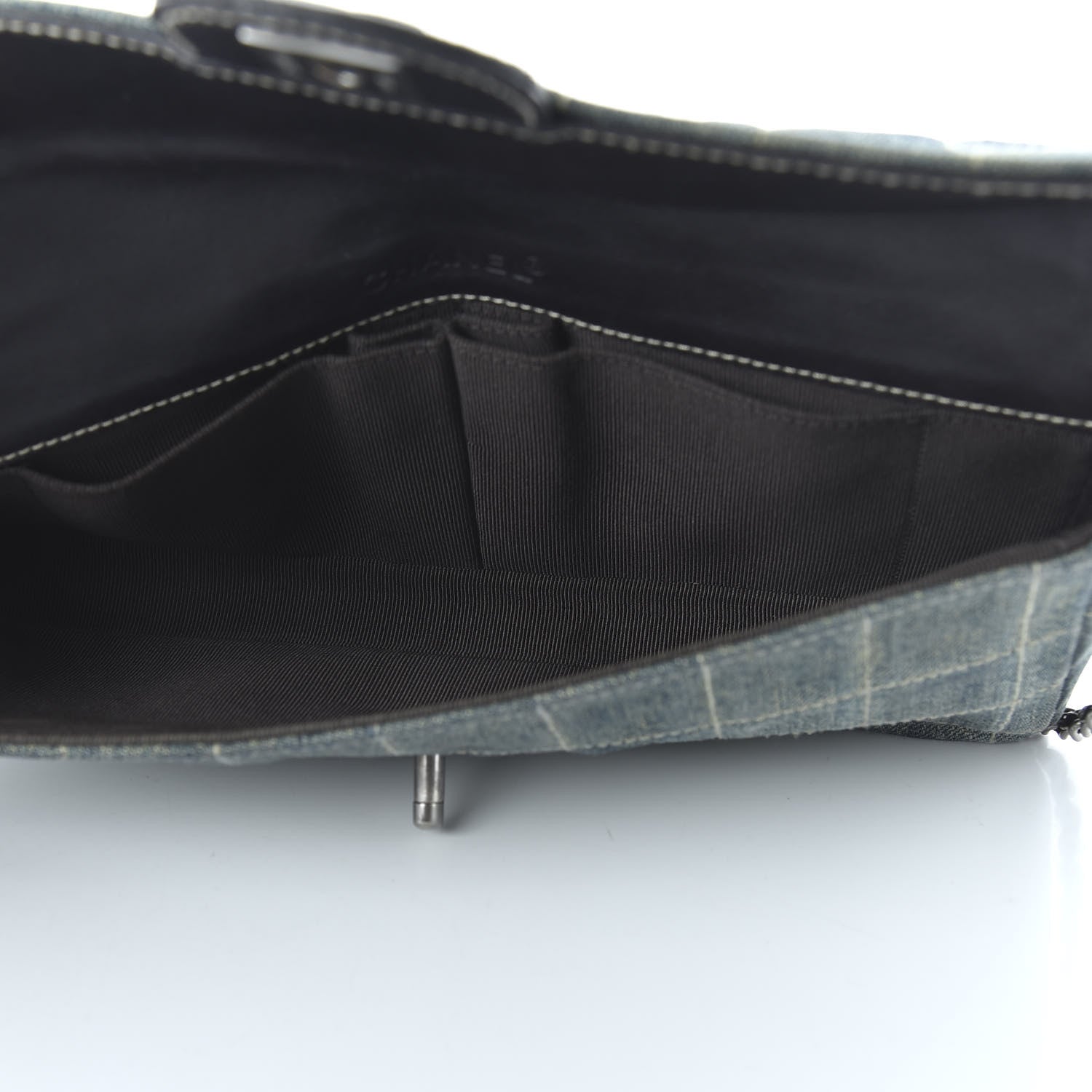 Chanel Denim Chocolate Bar Quilted East West Flap 5 of 10