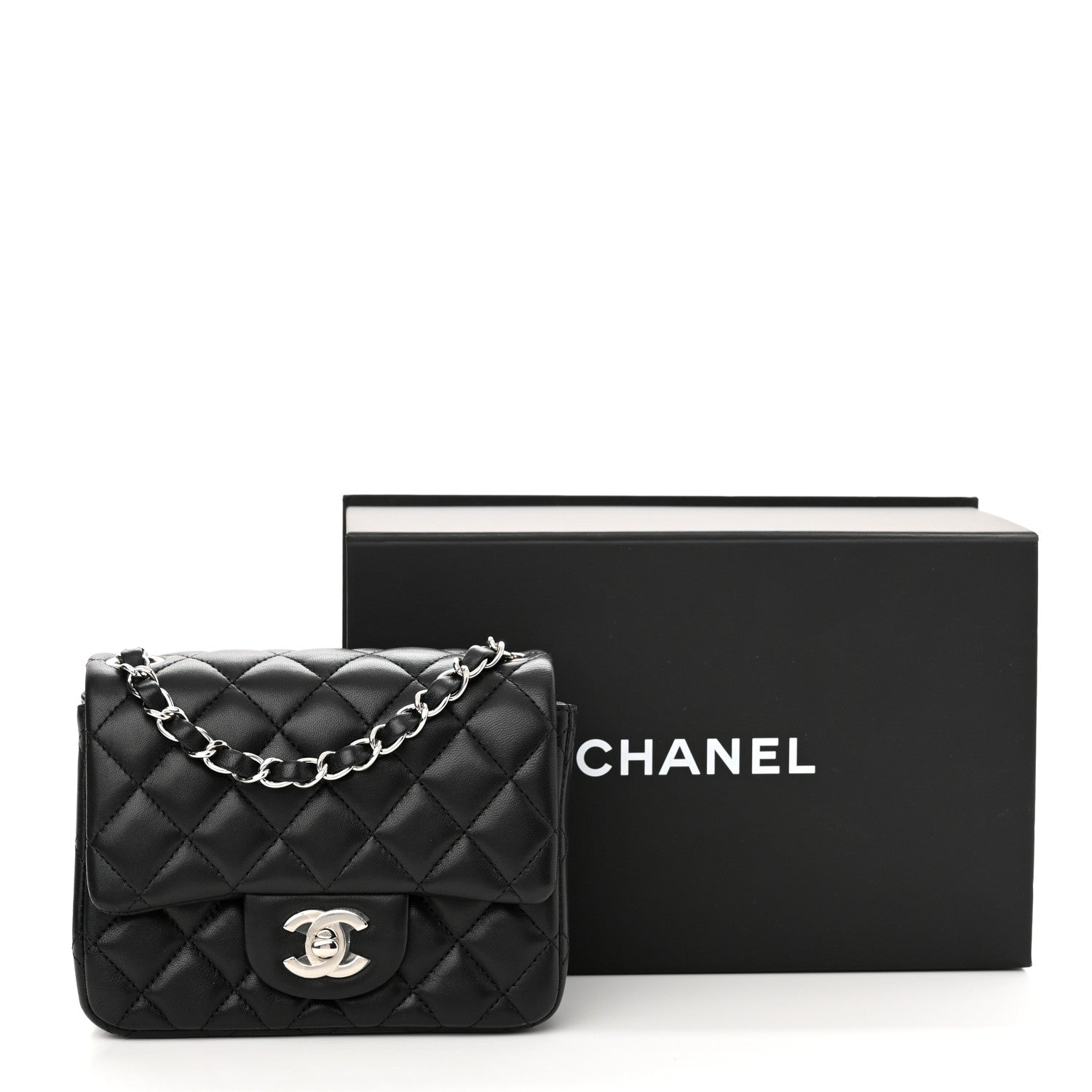 Chanel Lambskin Quilted Mini Square Flap Black 11 of 11