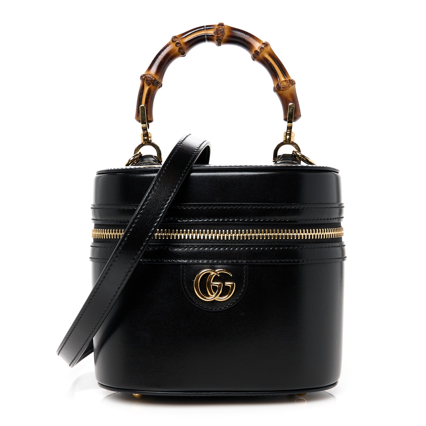 Calfskin Mini Bamboo Top Handle Shoulder Bag Black
