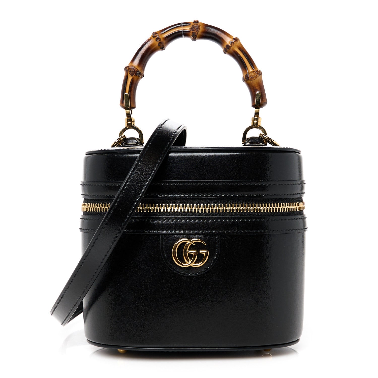Gucci Calfskin Mini Bamboo Top Handle Shoulder Bag Black 1 of 11