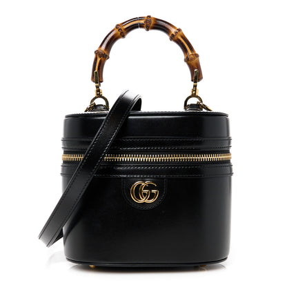 Gucci Calfskin Mini Bamboo Top Handle Shoulder Bag Black 1 of 11