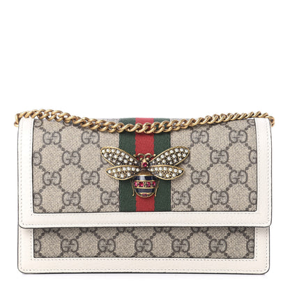 Gucci GG Supreme Monogram Web Queen Margaret Chain Wallet White 1 of 10
