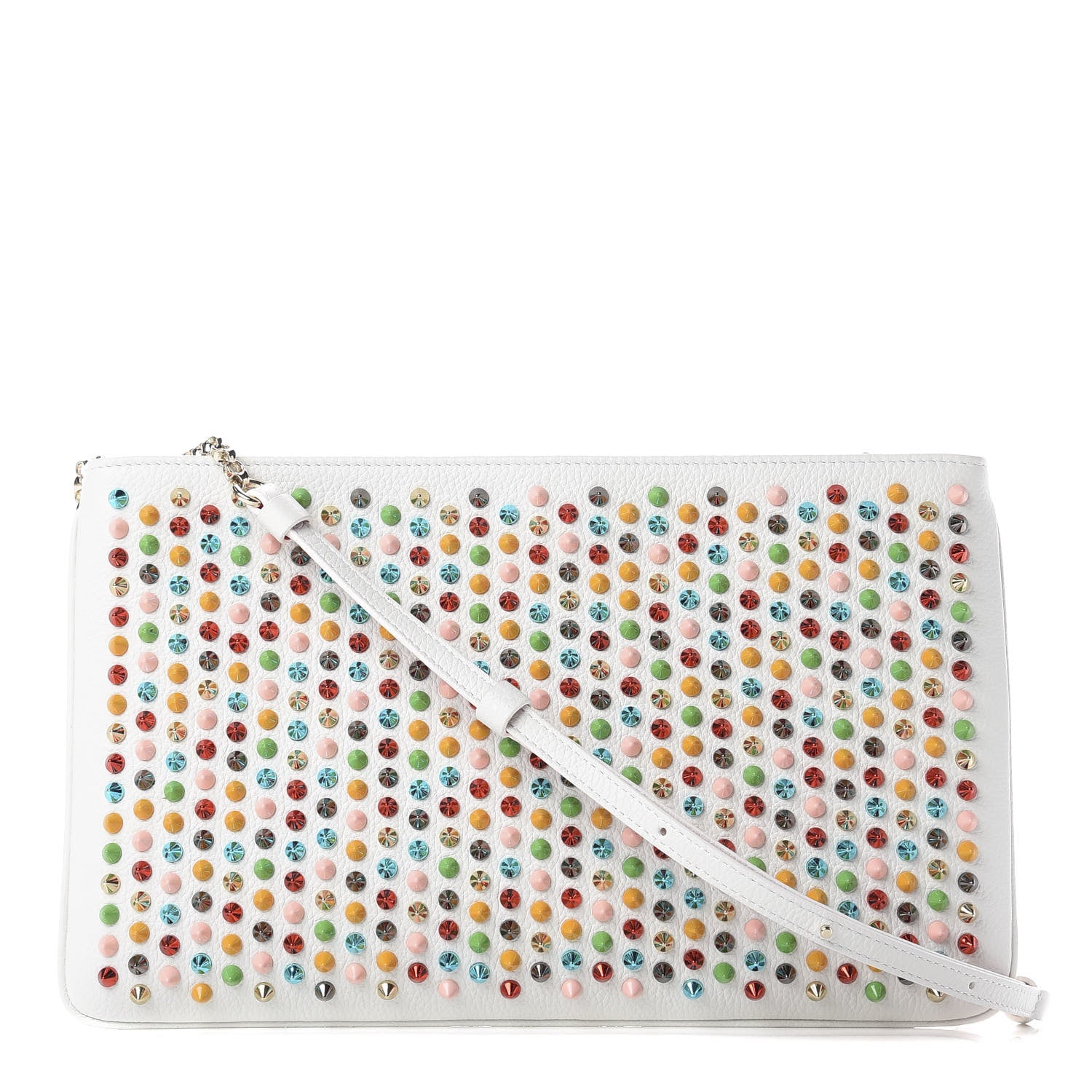 Christian Louboutin Calfskin Empire Spikes Loubiposh Clutch White Multi 1 of 9