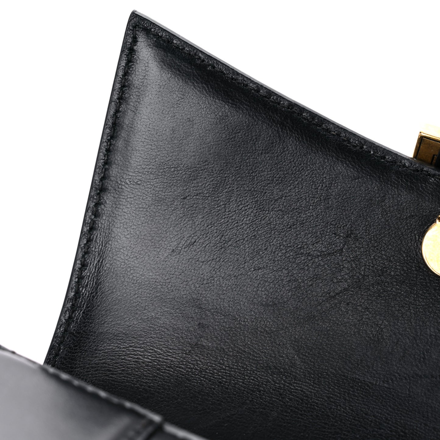 Shiny Box Calfskin Hourglass Top Handle Bag XS Black
