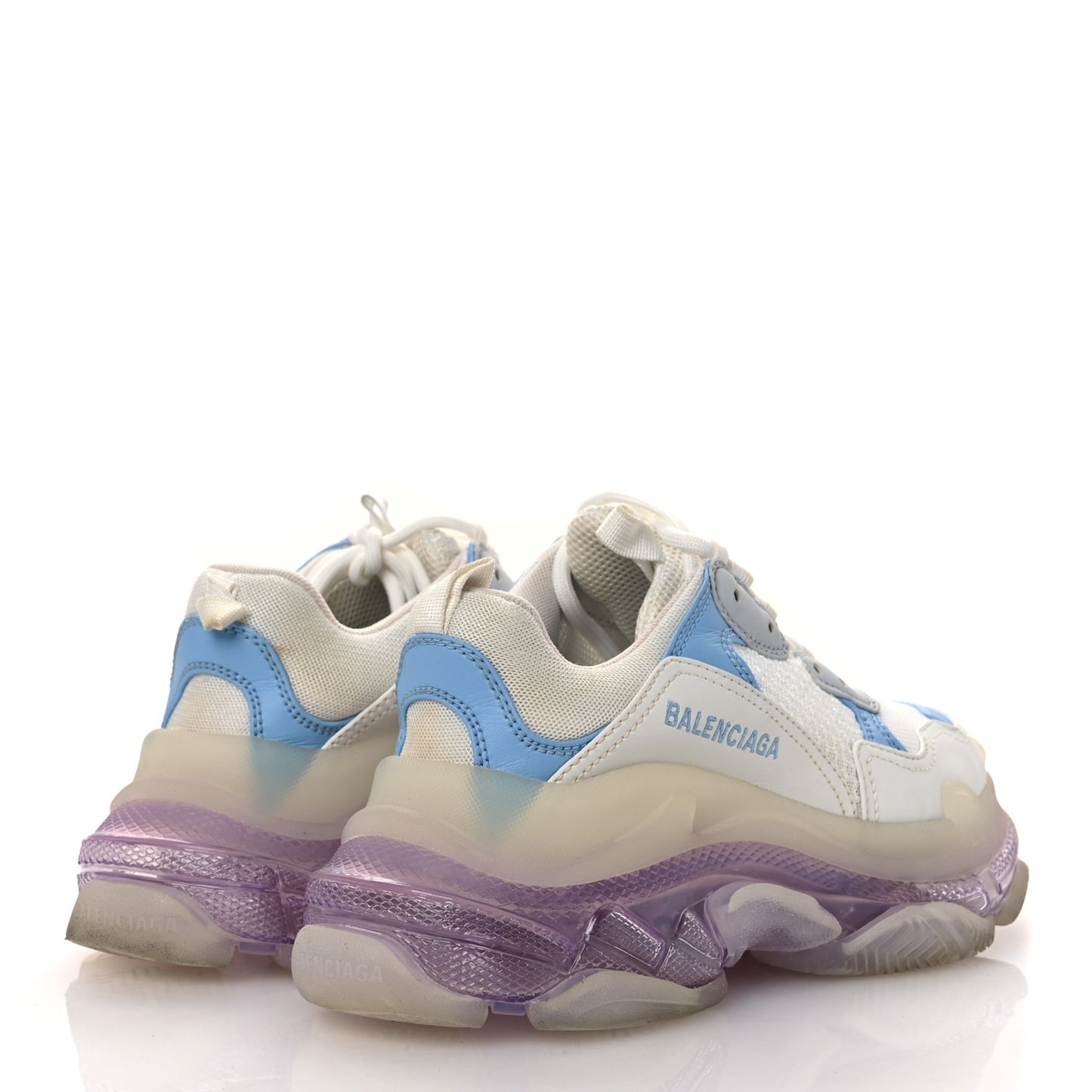 Fabric Mesh Clear Sole Womens Triple S Sneakers 37 Light Blue Grey Lilac White