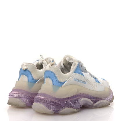 Balenciaga Fabric Mesh Clear Sole Womens Triple S Sneakers 37 Light Blue Grey Lilac White 5 of 13