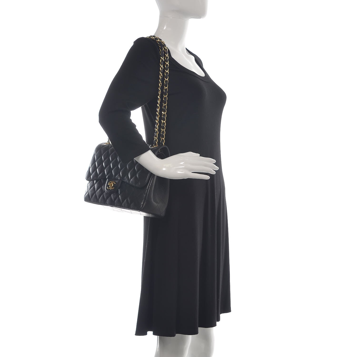 Chanel Caviar Quilted Jumbo Double Flap Black 2 of 11