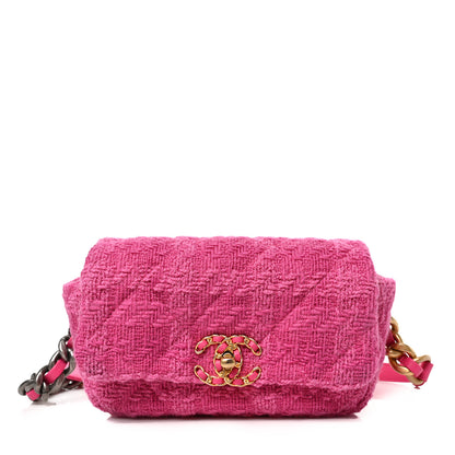 Chanel Tweed Quilted Chanel 19 Waist Bag Pink 1 of 9