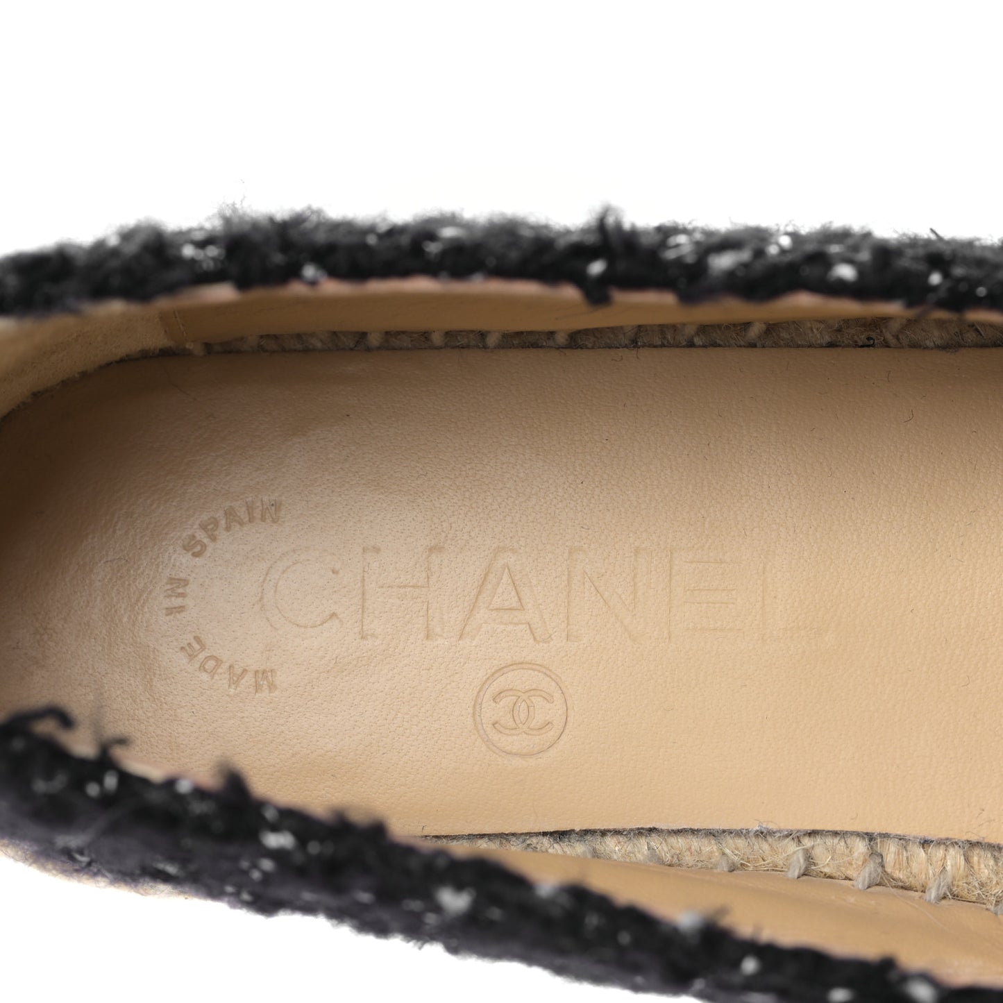 Metallic Lambskin Tweed CC Espadrilles 37 Black Silver