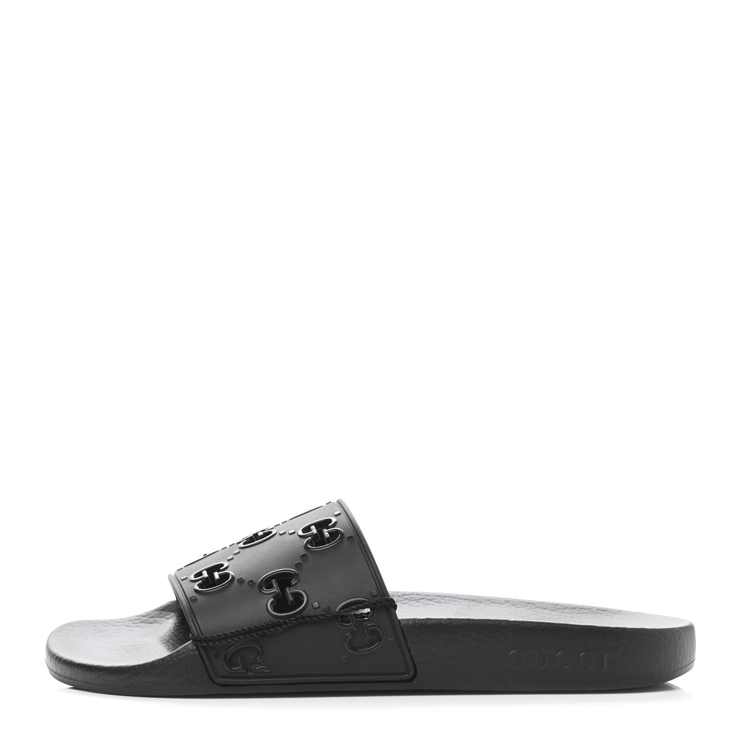 Rubber GG Monogram Perforated Womens Slide Sandals 40 Black