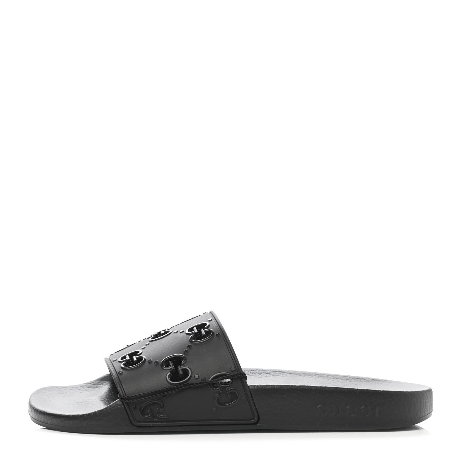 Gucci Rubber GG Monogram Perforated Womens Slide Sandals 40 Black 1 of 7